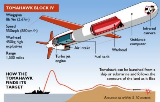 A simplified diagram of a modern subsonic cruise missile