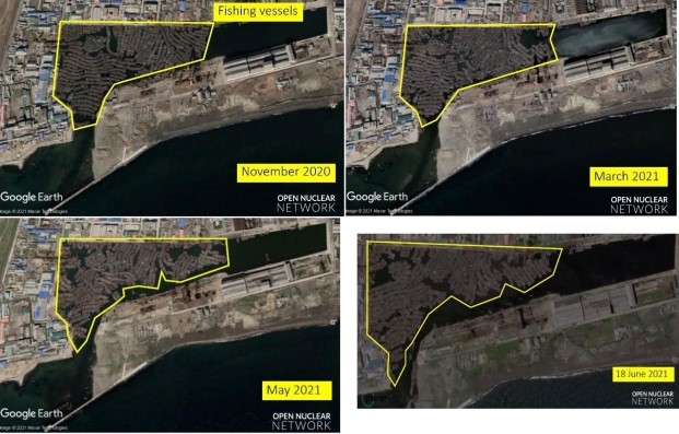 Fixed-point observation of the western harbour for fishing vessels in the Chongjin Port