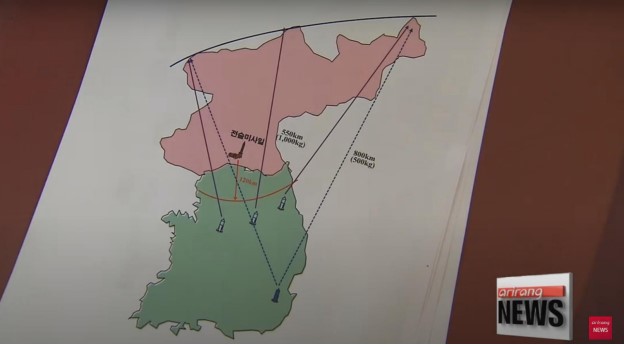 Hand-out diagram from the ROK military in 2017 showing range of the Hyunmoo-2 ballistic missile