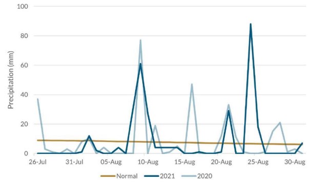Precipitation at Wonsan in Kangwon Province